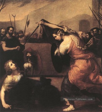 Le Duel d’Isabelle de Carazzi et Diambra de Pottinella Tenebrism Jusepe de Ribera Peinture à l'huile